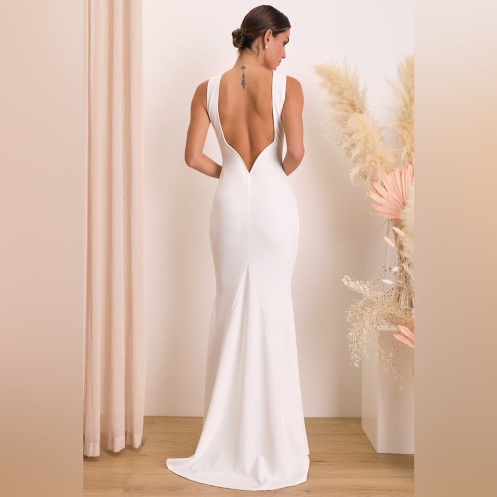Va Va Voom White Backless Sleeveless Mermaid Maxi Dress Size XS